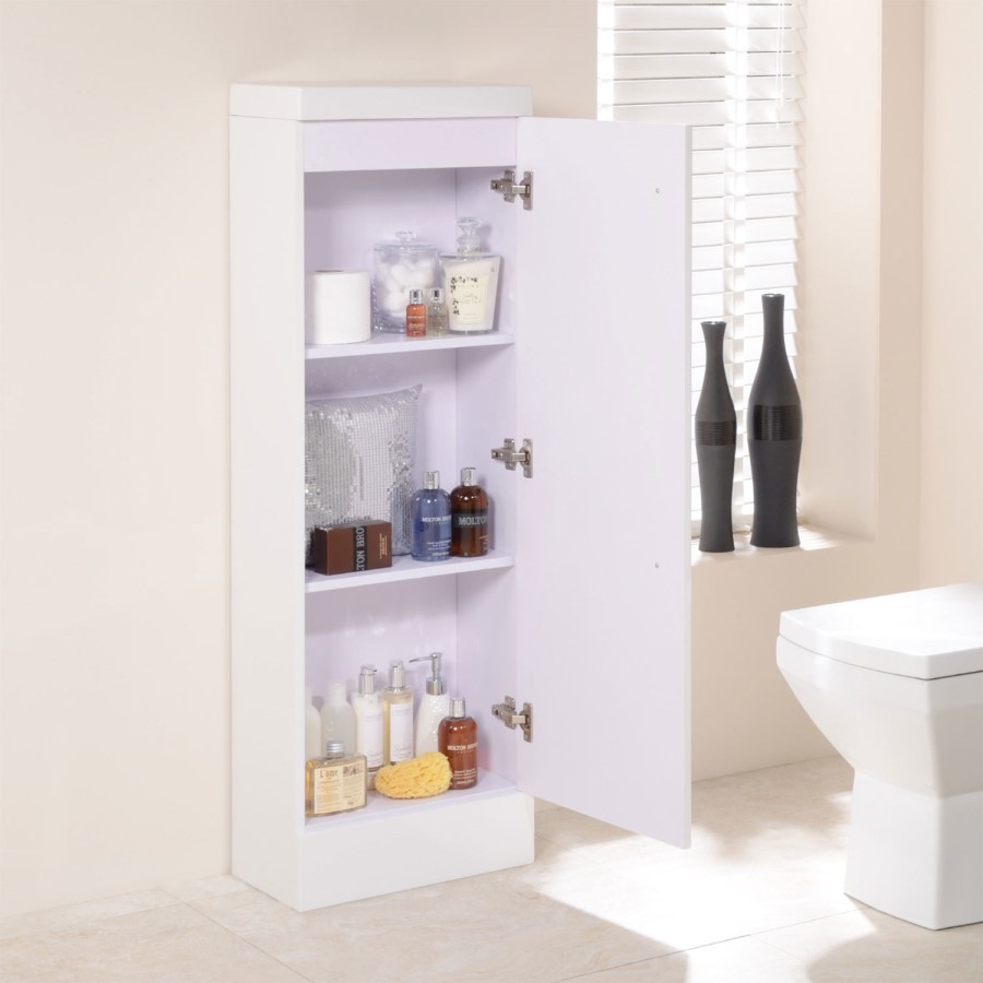 TD 1200mm Floor Standing Storage Unit - White Single Door Bathroom Cabinet