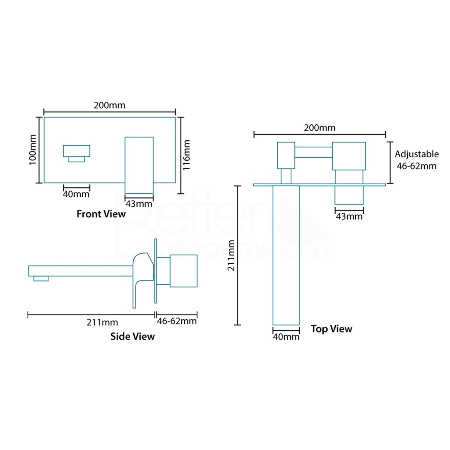 Plano Wall Mounted Basin Mixer Tap