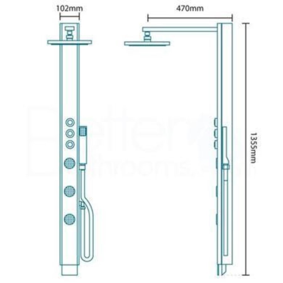 Press Chrome Thermostatic Shower Tower Panel