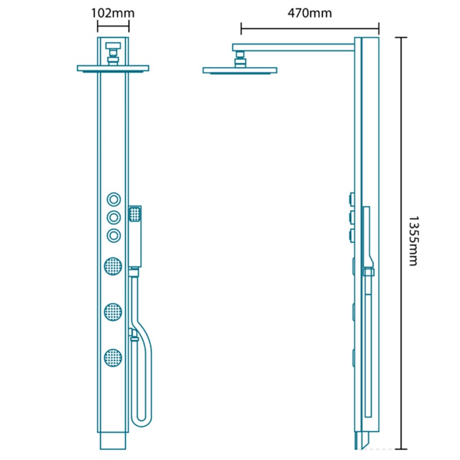 GRADE A1 - Press Steel Thermostatic Shower Tower Panel