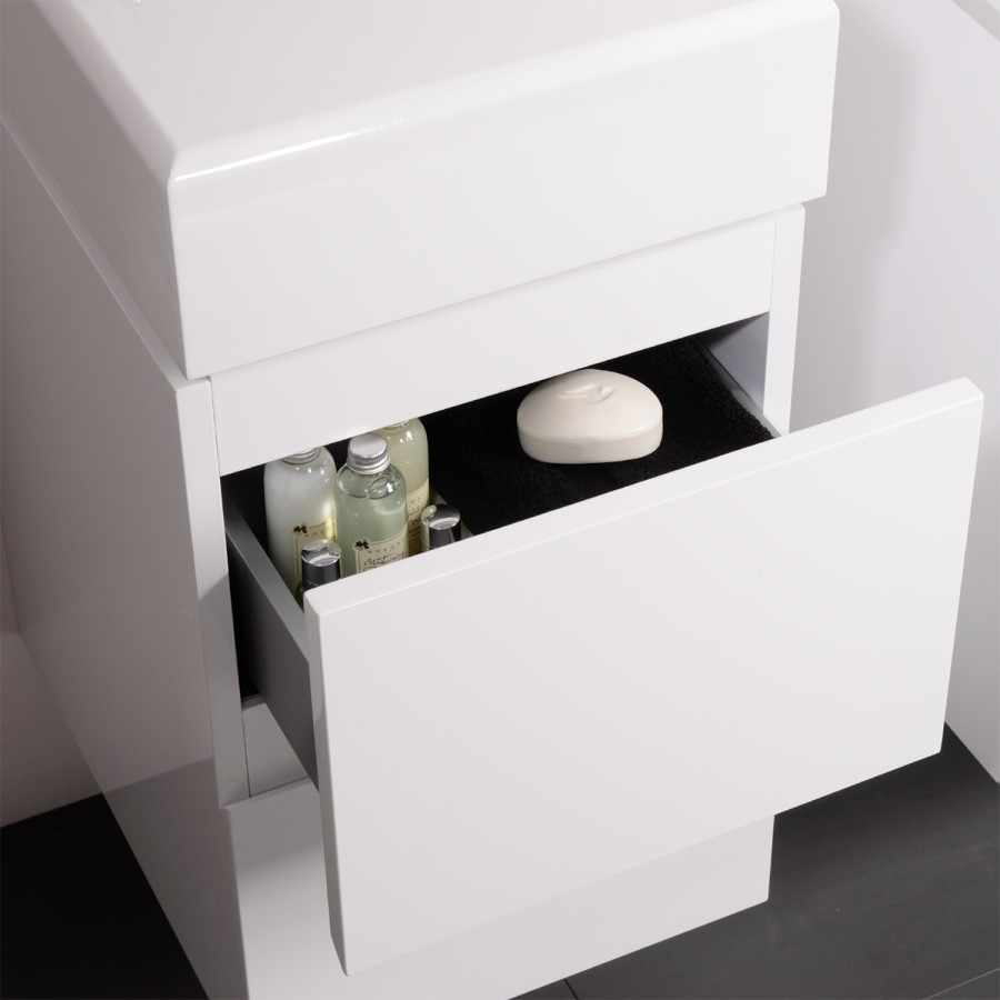 Madrid 350mm Wall Hung Storage Unit - White 2 Drawer Cabinet