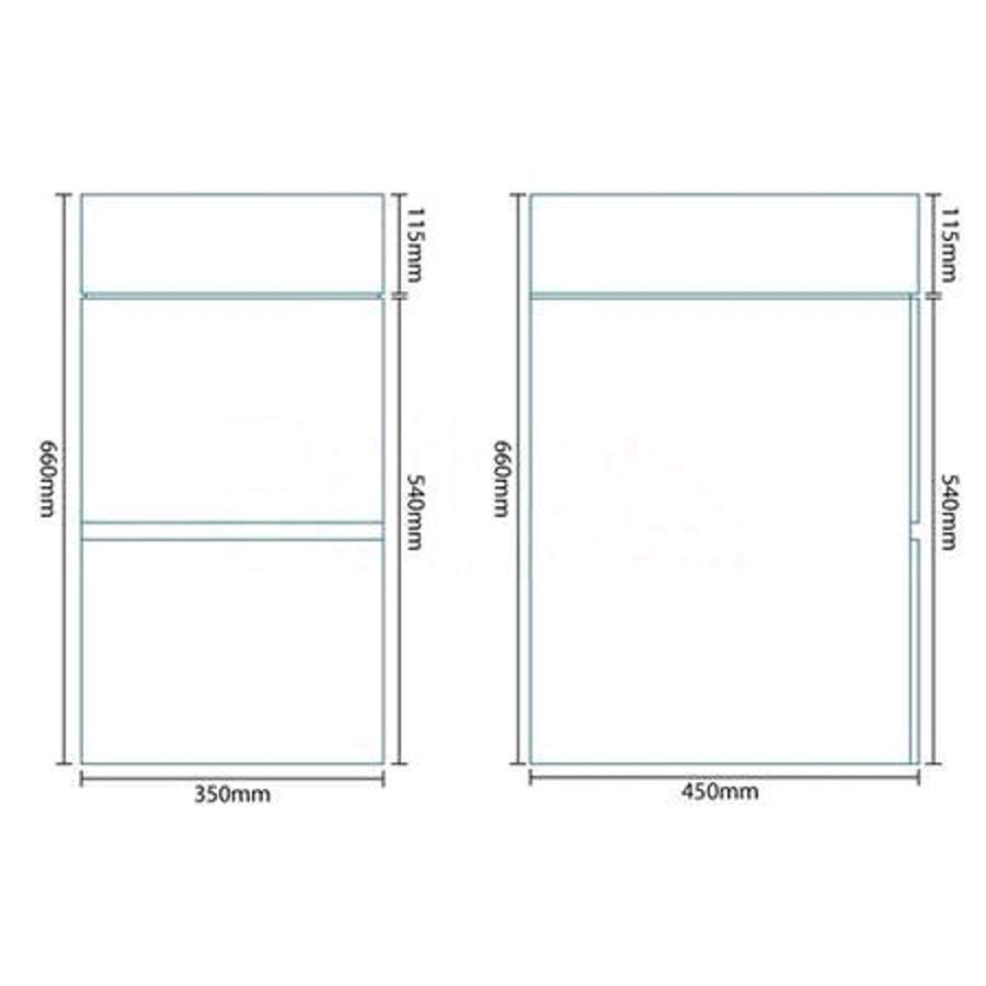 350mm Wall Hung Storage Unit - Walnut 2 Drawer Cabinet - Madrid Range