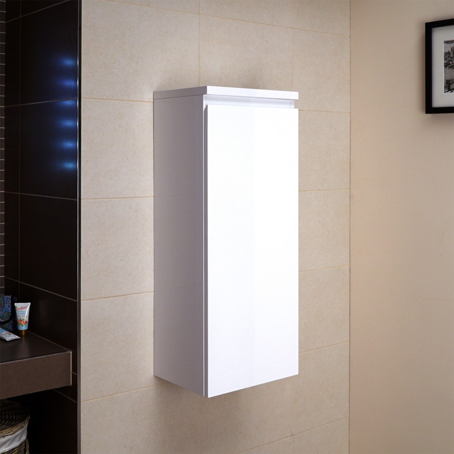 380mm Wall Hung Single Door Storage Unit White - Barcelona