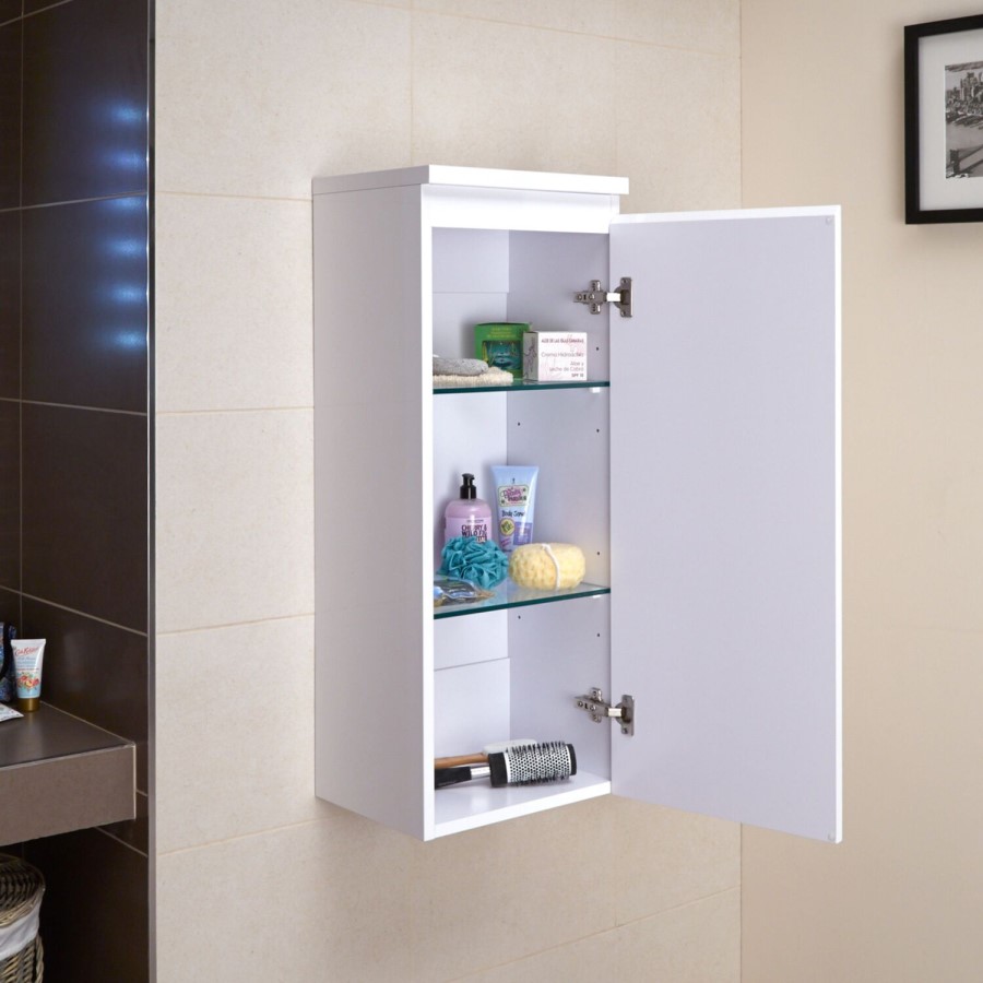 380mm Wall Hung Single Door Storage Unit White - Barcelona