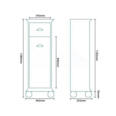 1280mm Floor Standing Storage Unit Cream - Valencia