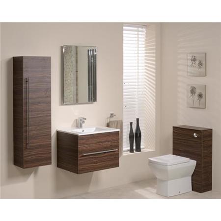 1200mm Wall Hung Bathroom Cabinet - Walnut Storage Unit Single Door - Aspen Range