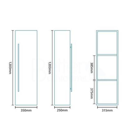 1200mm Wall Hung Bathroom Cabinet - Walnut Storage Unit Single Door - Aspen Range
