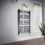 GRADE A1 - Beta Heat 1150 x 500mm Curved Chrome Heated Towel Rail