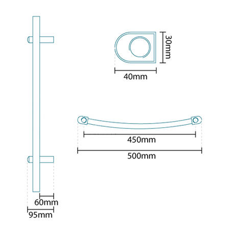 Beta Heat 1150 x 500mm Curved Chrome Heated Towel Rail