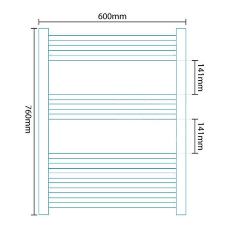 Beta Heat 760 x 600mm Straight Chrome Heated Towel Rail