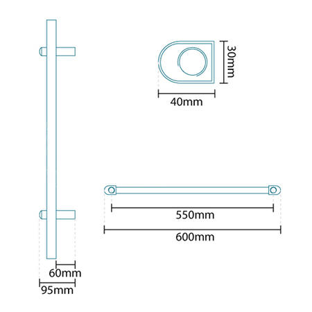 Beta Heat 760 x 600mm Straight Chrome Heated Towel Rail
