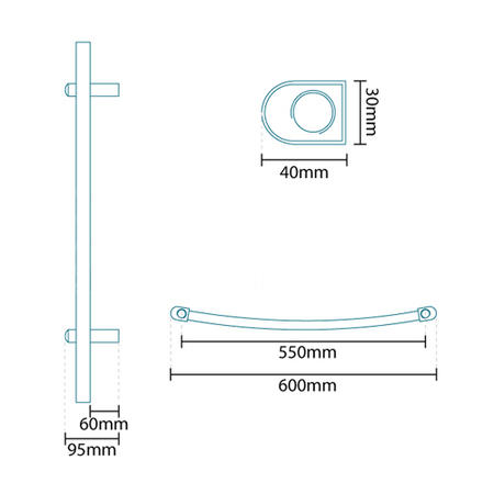 Beta Heat 1700 x 600mm Straight Chrome Heated Towel Rail