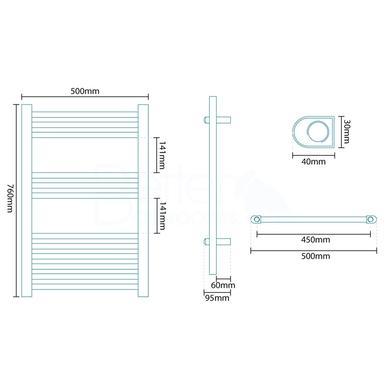 Beta Heat 760 x 500mm Straight White Heated Towel Rail