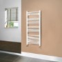 GRADE A1 - Beta Heat 1150 x 500mm Curved White Heated Towel Rail