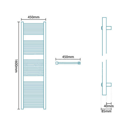 Beta Heat 1600 x 450mm Square Chrome Heated Towel Rail