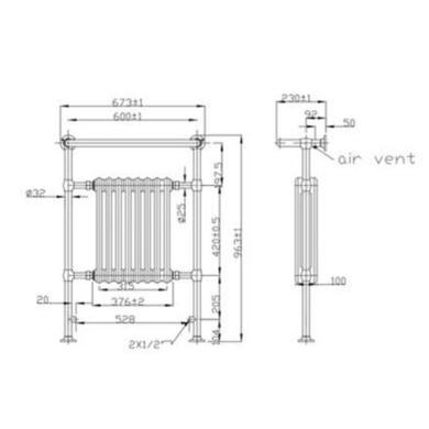 GRADE A1 - Traditional Bathroom Heated Towel Rail Radiator - 963 x 637mm
