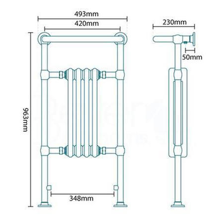 GRADE A1 - Kensington Traditional Towel Rail Radiator - 963 x 493mm