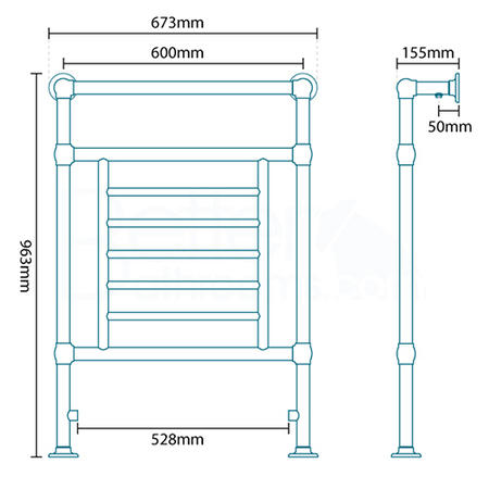 Belgravia Chrome Traditional Bathroom Towel Rail Radiator - 963 x 673mm