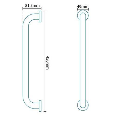 Solid Brass Chrome Straight Grab Rail 450mm