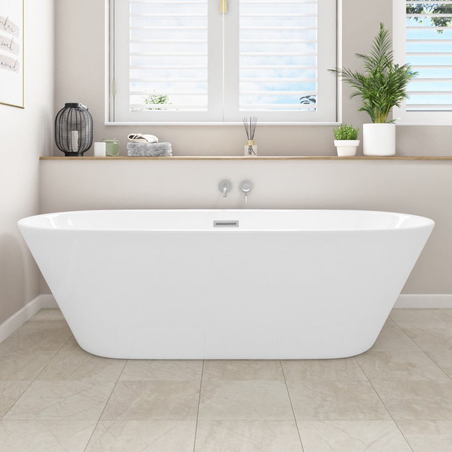 GRADE A1 - Freestanding Double Ended Bath 1500 x 680mm - Bari