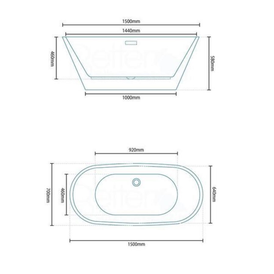 GRADE A2 - Bari Round Double Ended Freestanding Bath - 1500 x 700mm