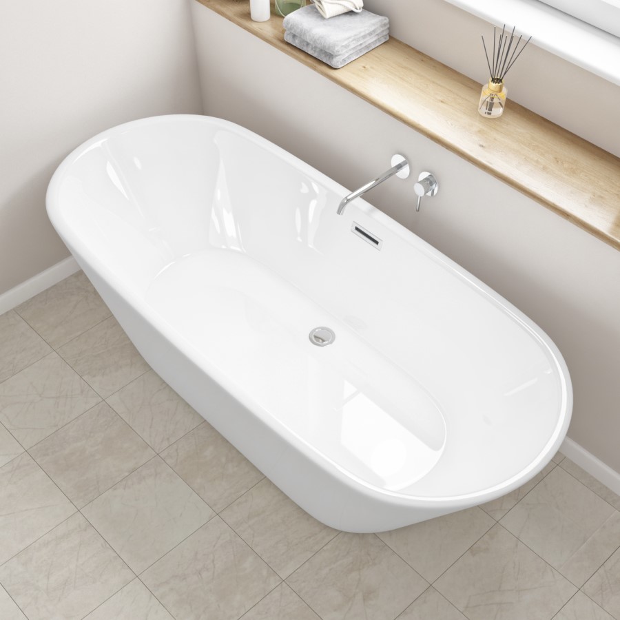 GRADE A1 - Freestanding Double Ended Bath 1500 x 680mm - Bari