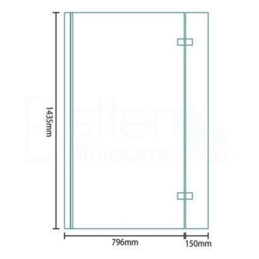 L-Shaped Hinged Bath Shower Screen H1435 x W796mm with Towel Rail