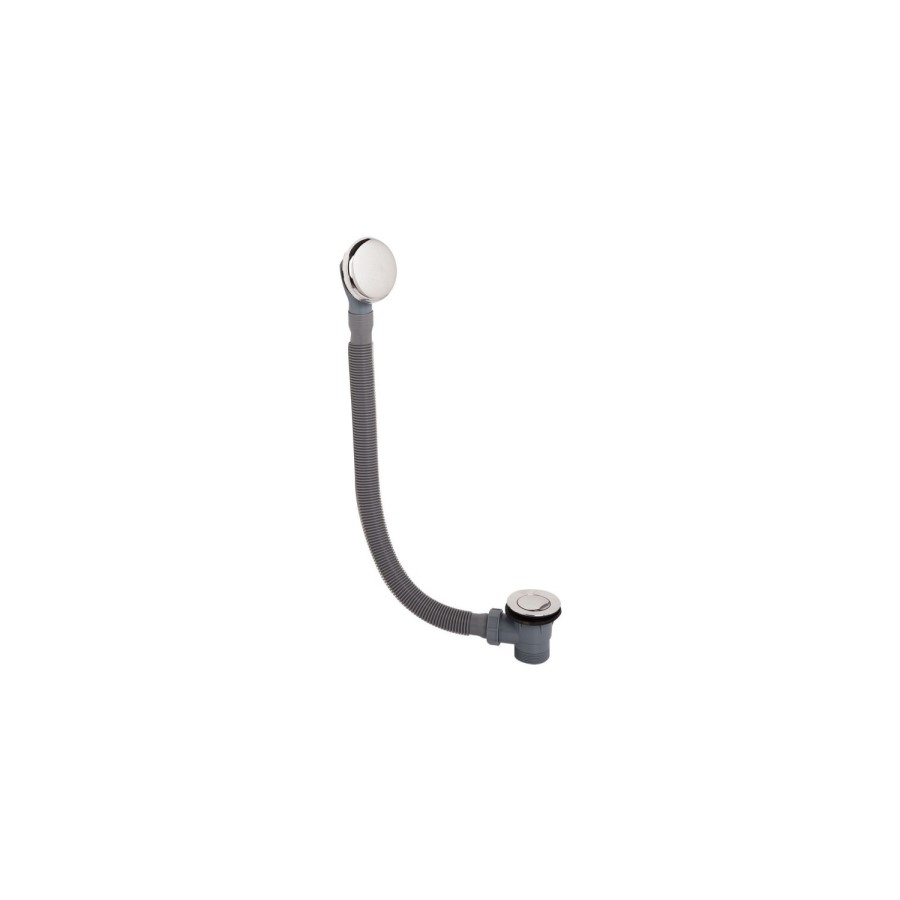 Push Button Bath Waste & Overflow - Chrome