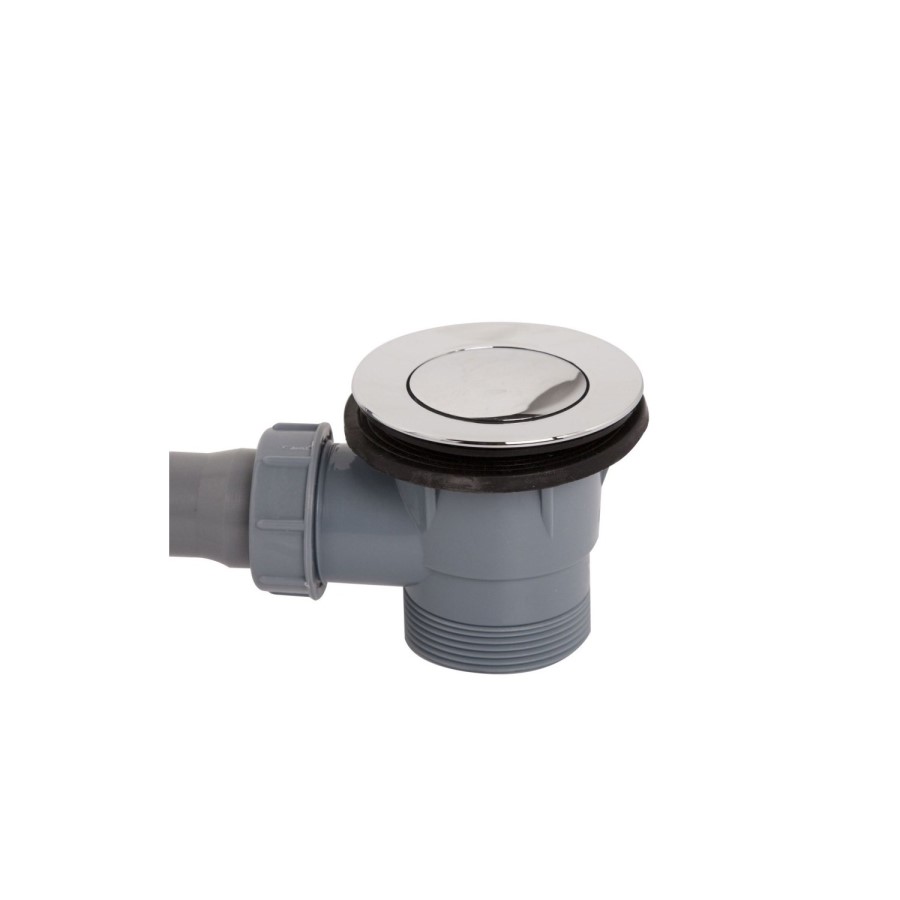 Push Button Bath Waste & Overflow - Chrome