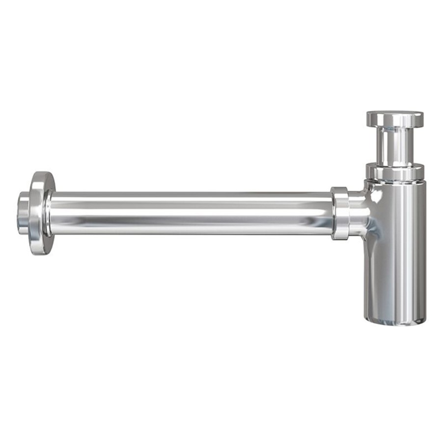 Chrome Round Basin Bottle Trap - Mimimalist