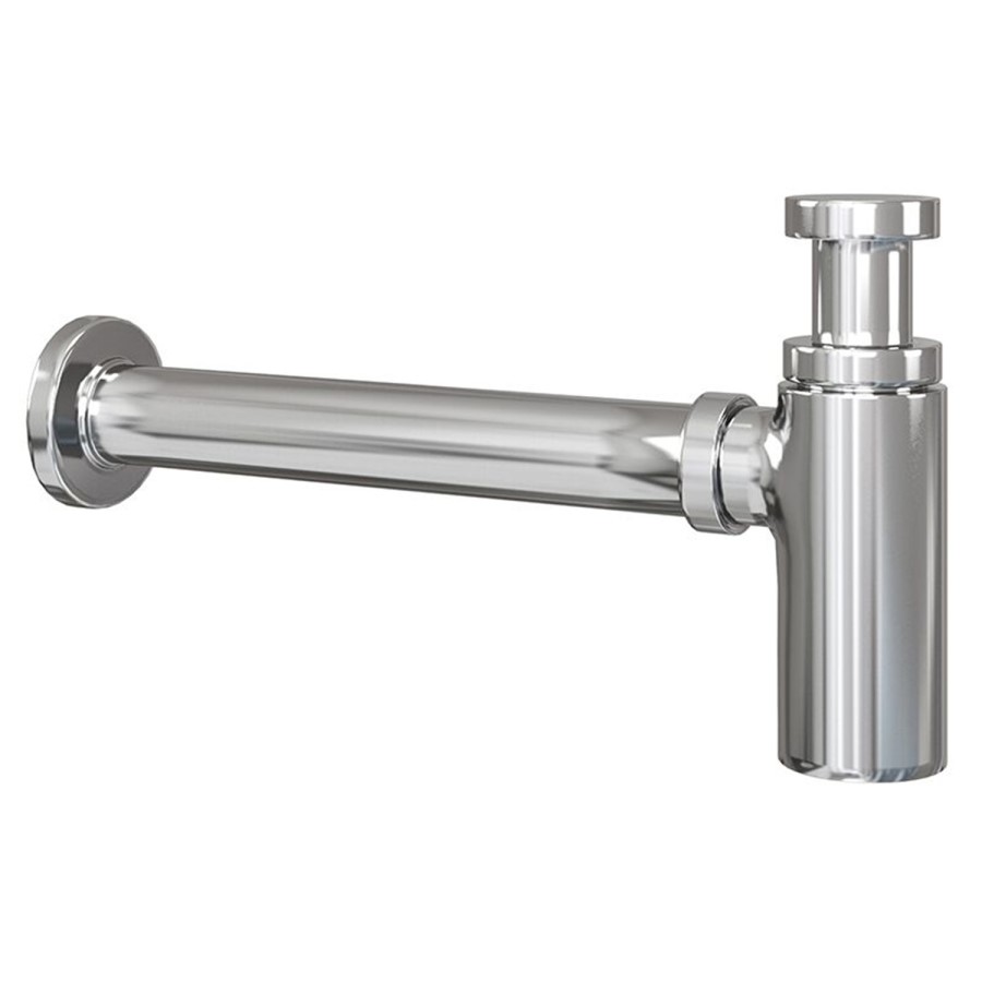 Chrome Round Basin Bottle Trap - Mimimalist