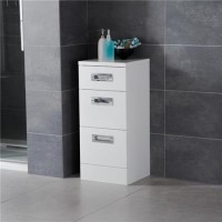 350mm Floor Standing Storage Unit - White 3 Drawer Unit - Cuba Range