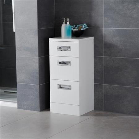 350mm Floor Standing Storage Unit - White 3 Drawer Unit - Cuba Range