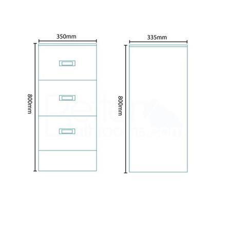 350mm Floor Standing Storage Unit - White 3 Drawer Unit - Cuba Range