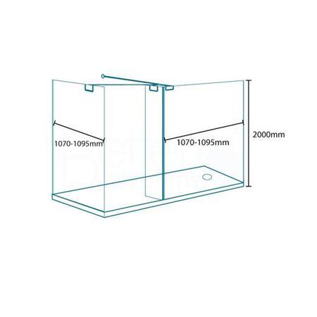 GRADE A1 - Trinity Premium 1100mm Wetroom Front Glass 