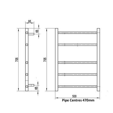Stanley Electric 800 x 500mm Square Heated Towel Rail