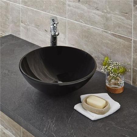 Arabella Black Painted Glass Basin