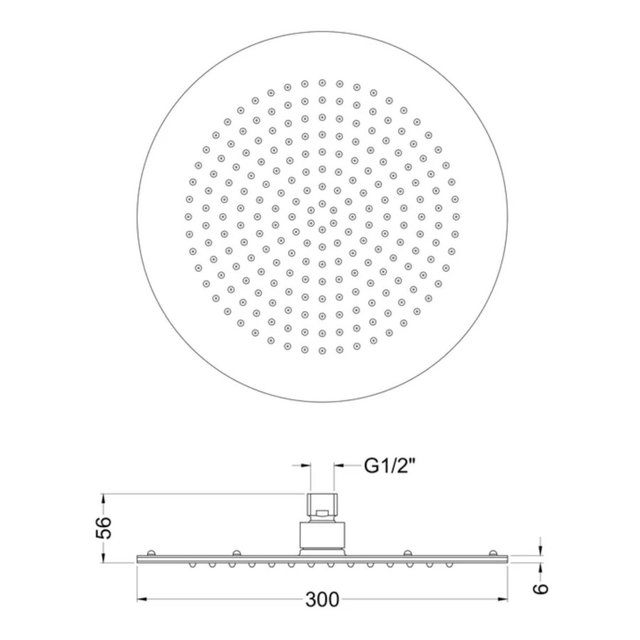 Round Slimline Shower Head 300x300