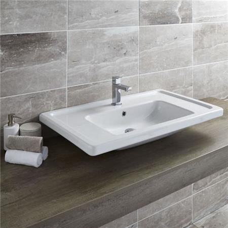 Aviso 850mm White Ceramic Wall Hung Basin