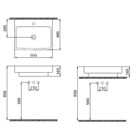 Vico 600mm White Ceramic Wall Hung or Counter Top Basin