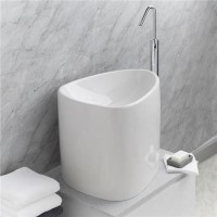 Garda White Ceramic Half Counter Top Deep Basin
