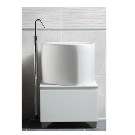 Garda White Ceramic Half Counter Top Deep Basin