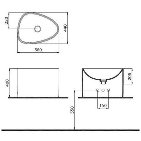 Garda White Ceramic Half Counter Top Deep Basin