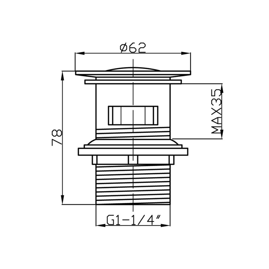 32mm Unslotted Small Cover Click-Clack Basin Waste