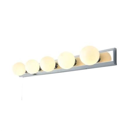 Chrome Hollywood Style Bathroom Wall Light with Pull Cord - Ara