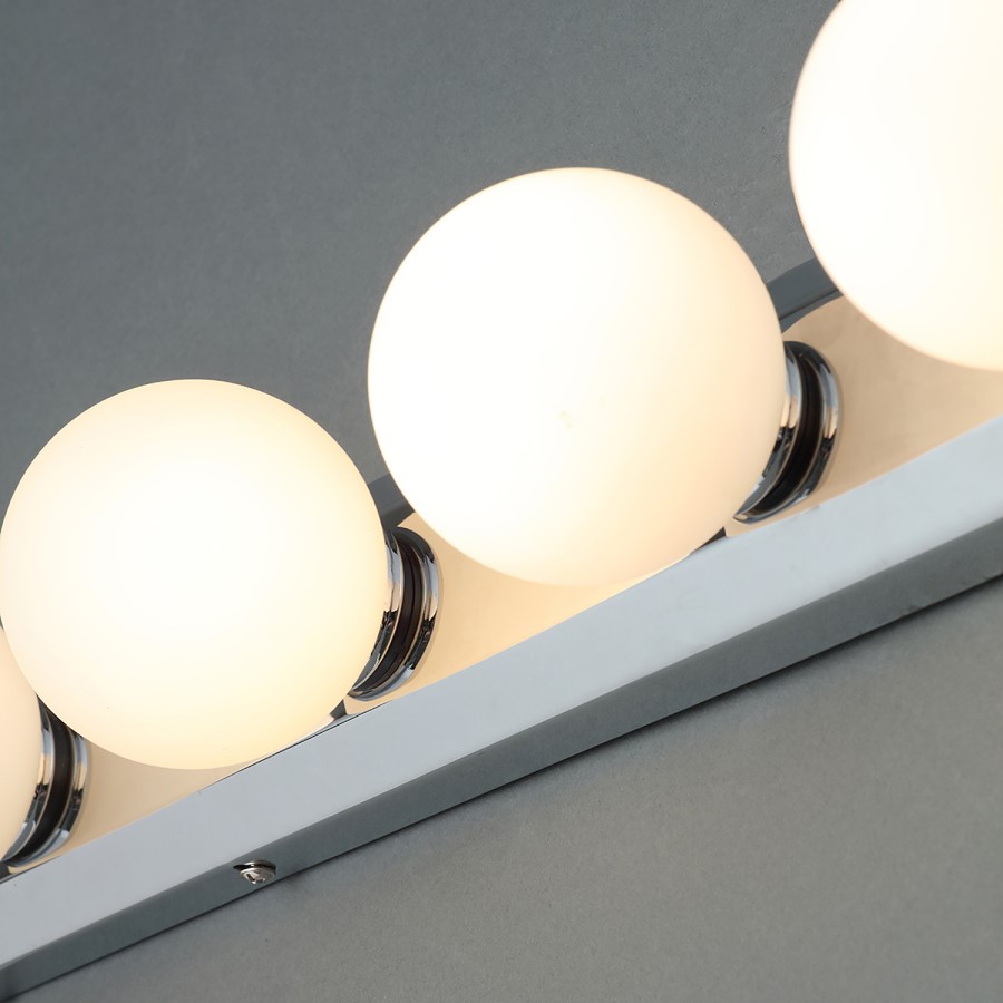 Chrome Hollywood Style Bathroom Wall Light with Pull Cord - Ara