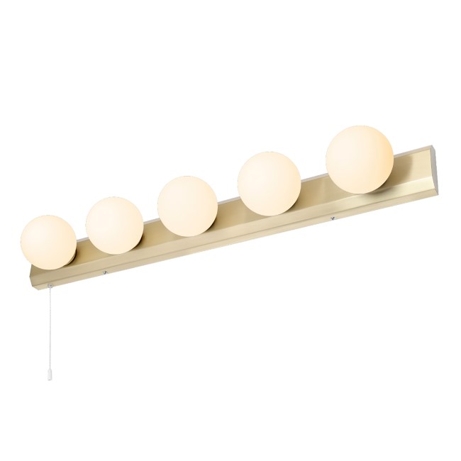 Gold Hollywood Style Bathroom Wall Light with Pull Cord - Ara