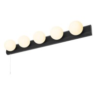 Black Hollywood Style Bathroom Wall Light with Pull Cord - Ara Black Hollywood Style Bathroom Wall Light with Pull Cord - Ara