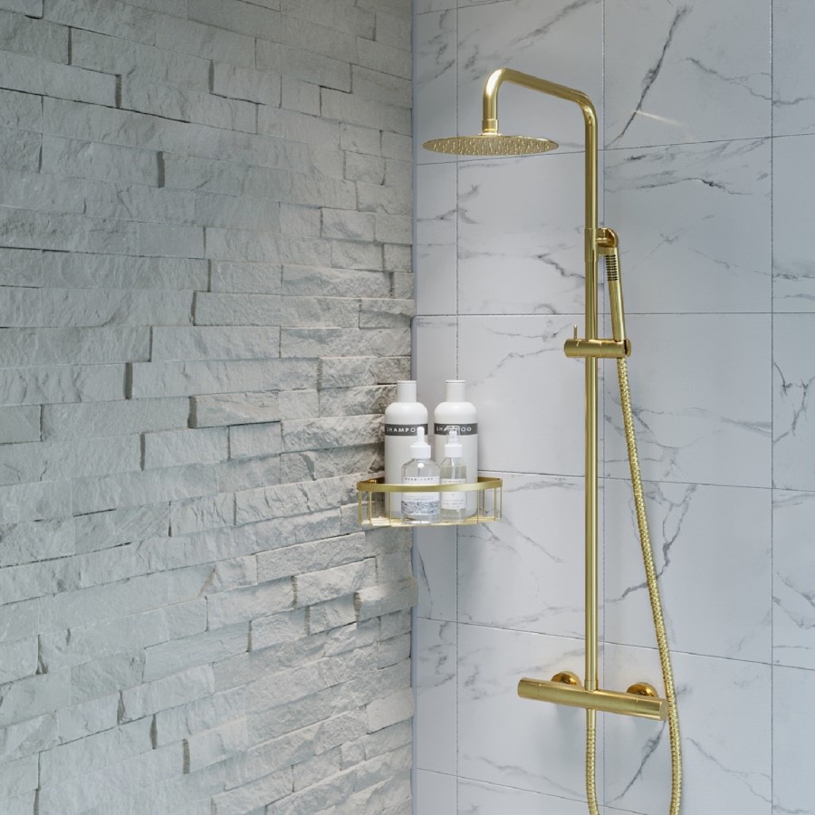 Brass Corner Shower Caddy- Arissa