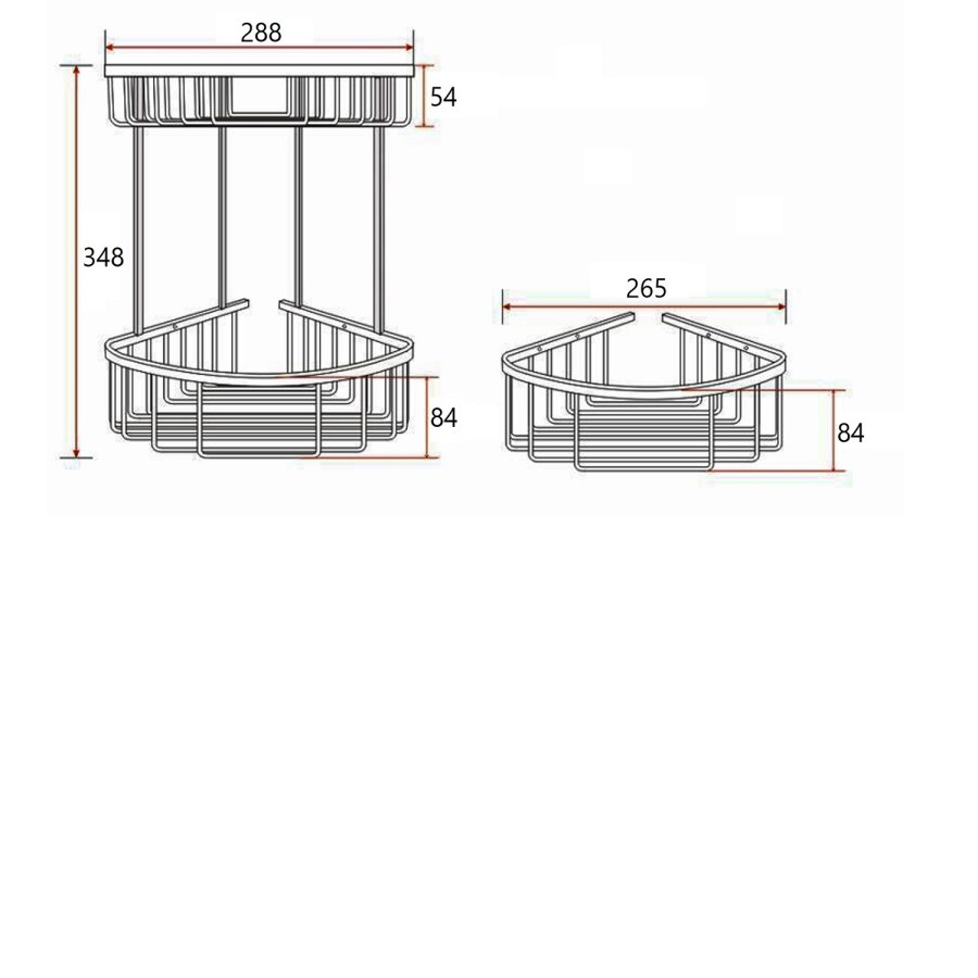 Brass 2 Tier Corner Shower Caddy- Arissa 